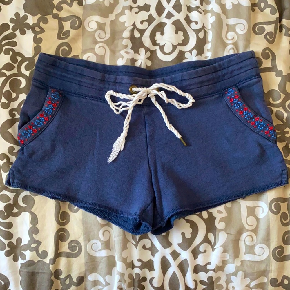 Navy Embroidered Short Shorts